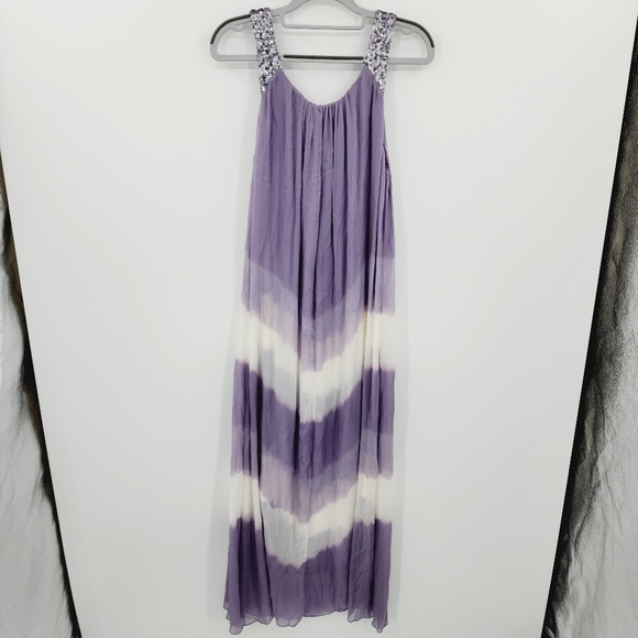 Soft Surroundings Tie Dye Silk Sequined Strap Maxi Dress - Picture 2 of 9